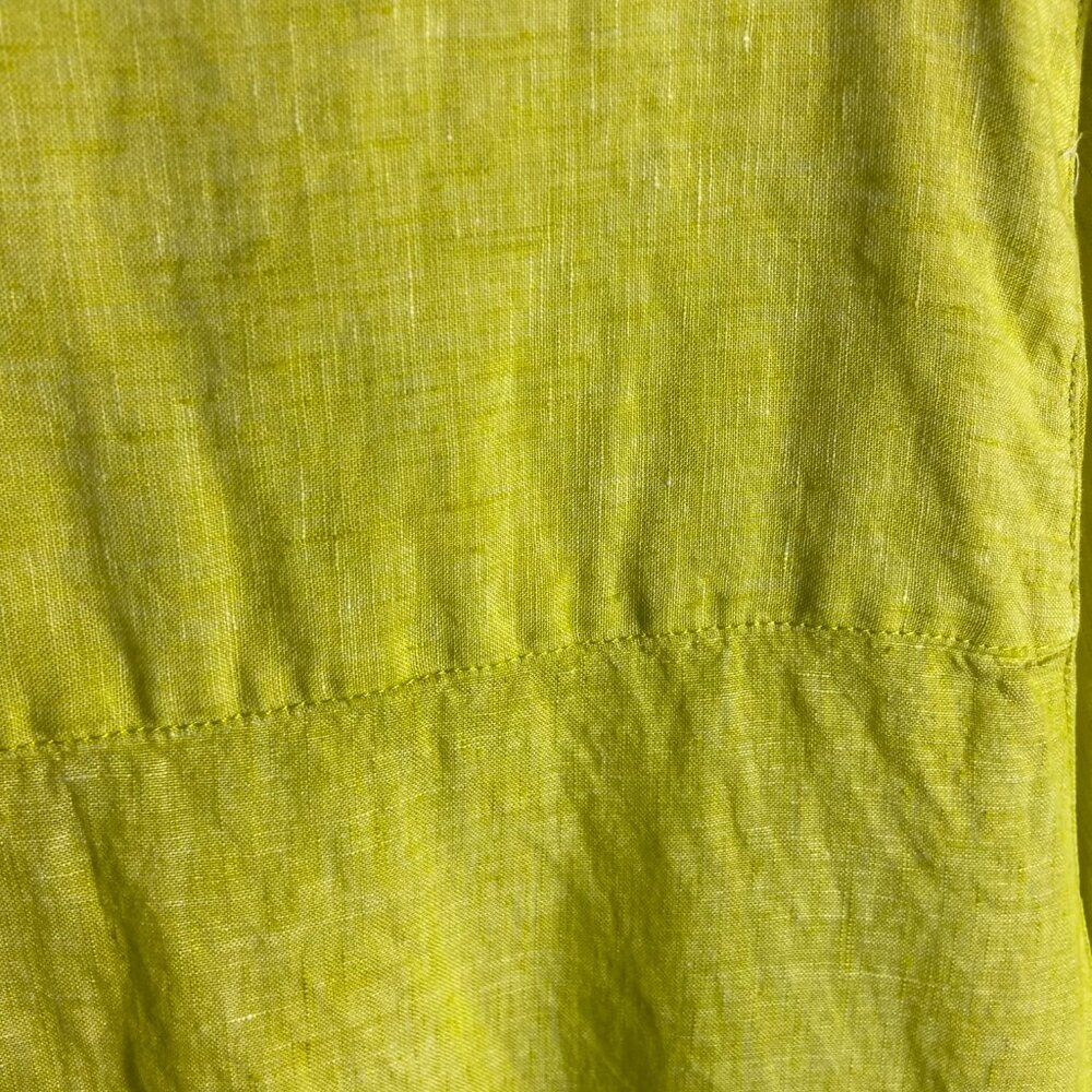 Tahari Size 1X Pure Linen Pop Over Blouse Top Yellow Green Beachy Lagen Look - Picture 2 of 5